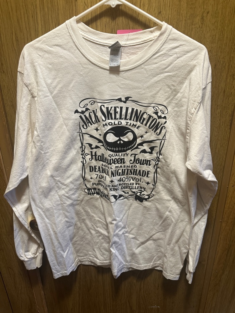Custom Jack Skellington Halloween Town Graphic Long Sleeve Tee - White